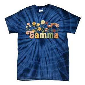 Women Groovy Gamma Grandmother Flowers Gamma Grandma Tie-Dye T-Shirt