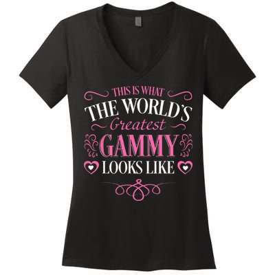 Worlds Greatest Gammy Looks Like Grandma Mothers Day Gifts Women's V-Neck T-Shirt