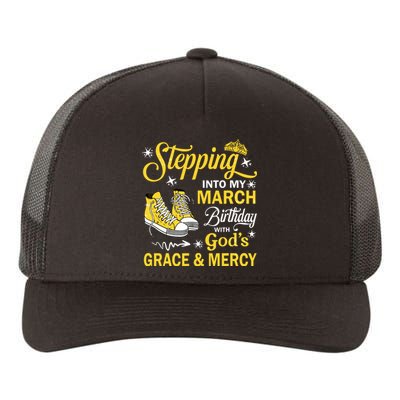 With Gods Grace Mercy Yupoong Adult 5-Panel Trucker Hat