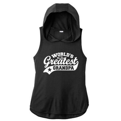 Worlds Greatest Grandpa Funny Fathers Day Ladies PosiCharge Tri-Blend Wicking Draft Hoodie Tank