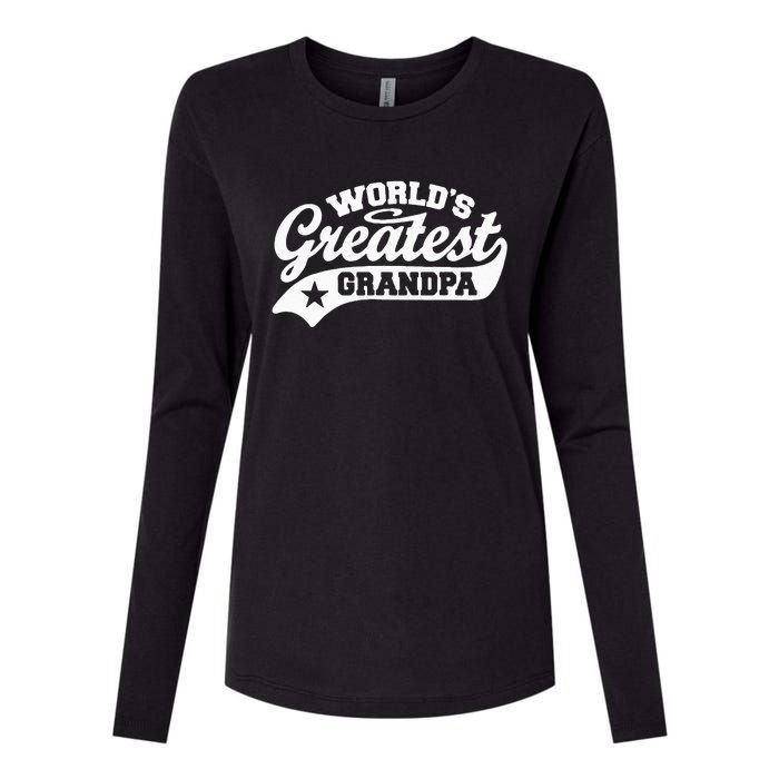 Worlds Greatest Grandpa Funny Fathers Day Womens Cotton Relaxed Long Sleeve T-Shirt