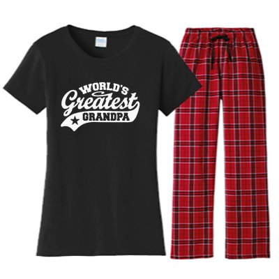 Worlds Greatest Grandpa Funny Fathers Day Women's Flannel Pajama Set