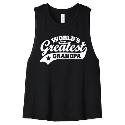 Worlds Greatest Grandpa Funny Fathers Day Women's Racerback Cropped Tank