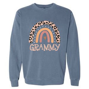 Womens Grammy Gifts For Mother Grandmother Family Rainbow Leopard Garment-Dyed Sweatshirt