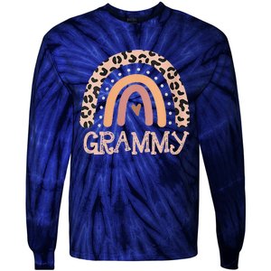 Womens Grammy Gifts For Mother Grandmother Family Rainbow Leopard Tie-Dye Long Sleeve Shirt