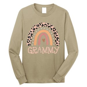 Womens Grammy Gifts For Mother Grandmother Family Rainbow Leopard Long Sleeve Shirt