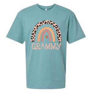 Womens Grammy Gifts For Mother Grandmother Family Rainbow Leopard Sueded Cloud Jersey T-Shirt