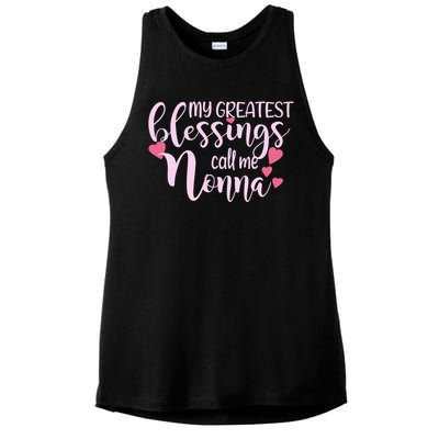 Wo Grandma Gift My Blessings Call Me Nonna Grandmother Great Gift Ladies PosiCharge Tri-Blend Wicking Tank