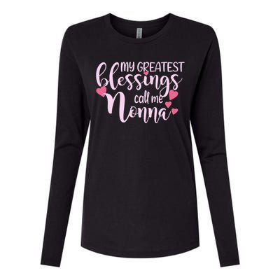 Wo Grandma Gift My Blessings Call Me Nonna Grandmother Great Gift Womens Cotton Relaxed Long Sleeve T-Shirt