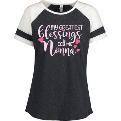 Wo Grandma Gift My Blessings Call Me Nonna Grandmother Great Gift Enza Ladies Jersey Colorblock Tee