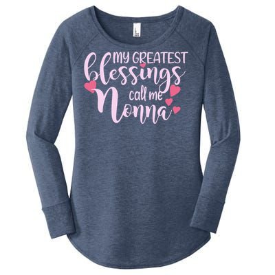 Wo Grandma Gift My Blessings Call Me Nonna Grandmother Great Gift Women's Perfect Tri Tunic Long Sleeve Shirt