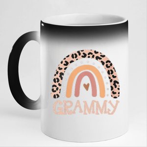 Womens Grammy Gifts For Mother Grandmother Family Rainbow Leopard 11oz Black Color Changing Mug