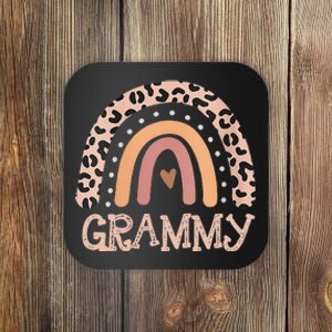 Womens Grammy Gifts For Mother Grandmother Family Rainbow Leopard Coaster