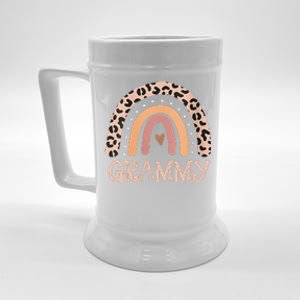 Womens Grammy Gifts For Mother Grandmother Family Rainbow Leopard Beer Stein