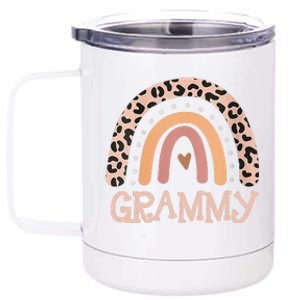 Womens Grammy Gifts For Mother Grandmother Family Rainbow Leopard 12 oz Stainless Steel Tumbler Cup