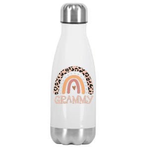 Womens Grammy Gifts For Mother Grandmother Family Rainbow Leopard Stainless Steel Insulated Water Bottle