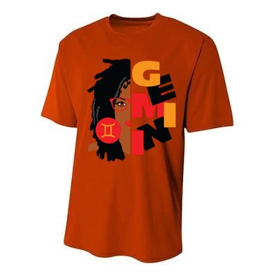 Womens Gemini Girl Afro Locs Girl Zodiac Signs Birthday Performance Sprint T-Shirt