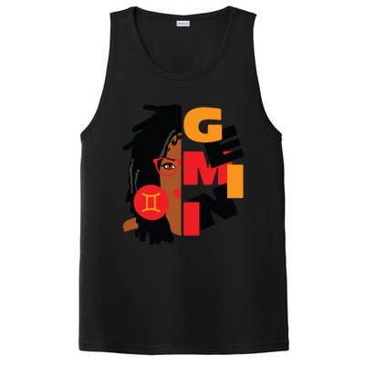 Womens Gemini Girl Afro Locs Girl Zodiac Signs Birthday PosiCharge Competitor Tank