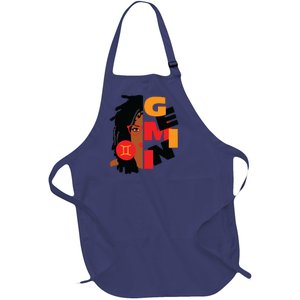 Womens Gemini Girl Afro Locs Girl Zodiac Signs Birthday Full-Length Apron With Pockets