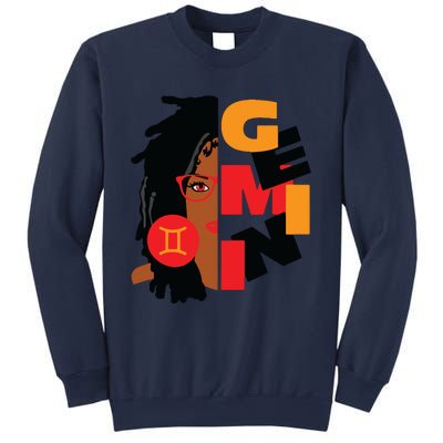 Womens Gemini Girl Afro Locs Girl Zodiac Signs Birthday Sweatshirt