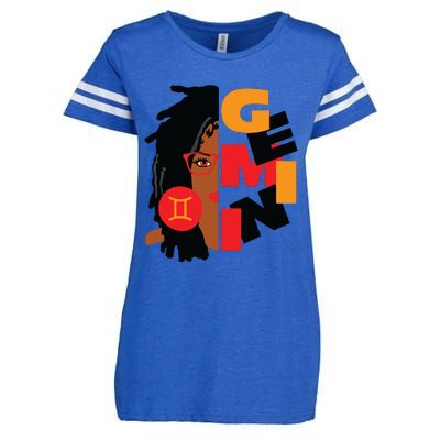 Womens Gemini Girl Afro Locs Girl Zodiac Signs Birthday Enza Ladies Jersey Football T-Shirt