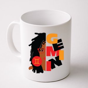 Womens Gemini Girl Afro Locs Girl Zodiac Signs Birthday Coffee Mug