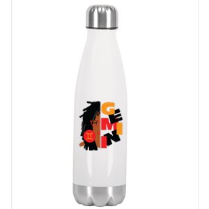 Womens Gemini Girl Afro Locs Girl Zodiac Signs Birthday Stainless Steel Insulated Water Bottle