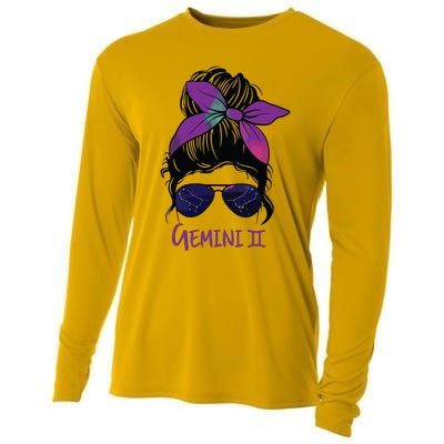 Womens Gemini Girl Birthday Gemini Woman Zodiac Constellation VNeck Cooling Performance Long Sleeve Crew