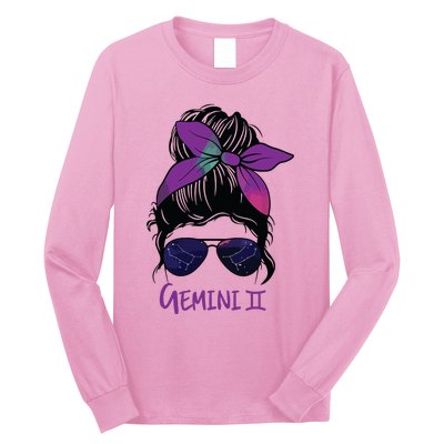 Womens Gemini Girl Birthday Gemini Woman Zodiac Constellation VNeck Long Sleeve Shirt