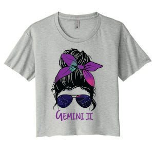 Womens Gemini Girl Birthday Gemini Woman Zodiac Constellation VNeck Women's Crop Top Tee