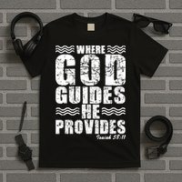 Where God Guides He Provides Funny Christian Gift T-Shirt