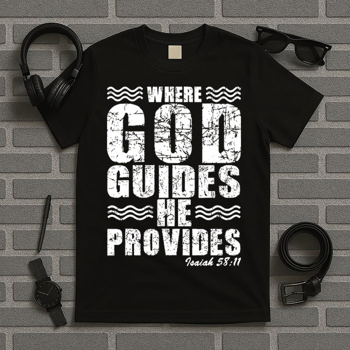 Where God Guides He Provides Funny Christian Gift T-Shirt