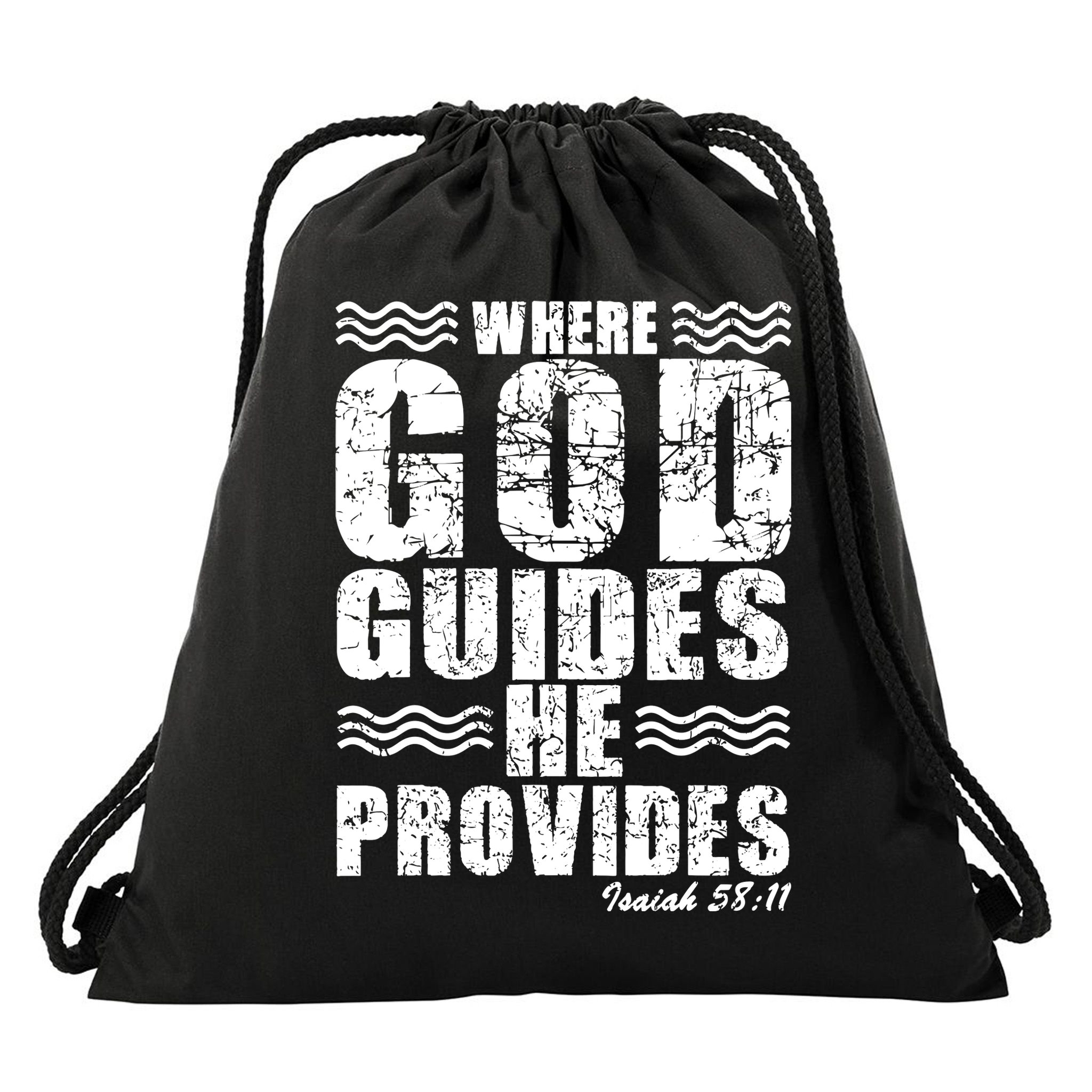 Where God Guides He Provides Funny Christian Gift Drawstring Bag
