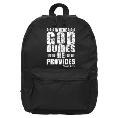 Where God Guides He Provides Funny Christian Gift 16 in Basic Backpack
