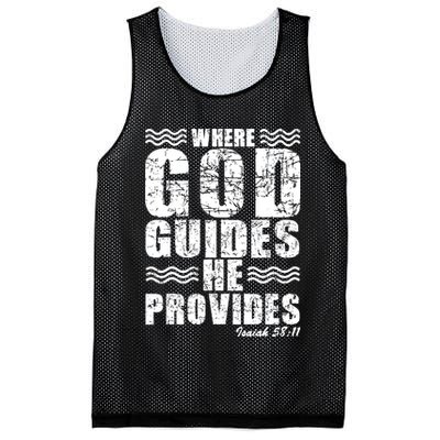 Where God Guides He Provides Funny Christian Gift Mesh Reversible Basketball Jersey Tank