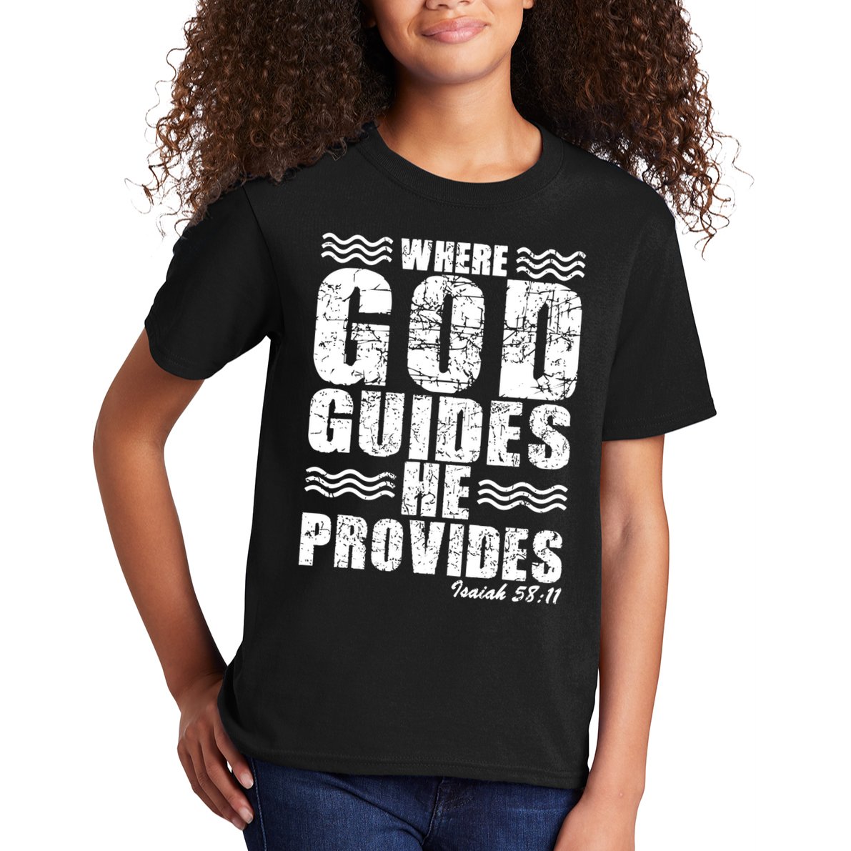 Where God Guides He Provides Funny Christian Gift Kids T-Shirt
