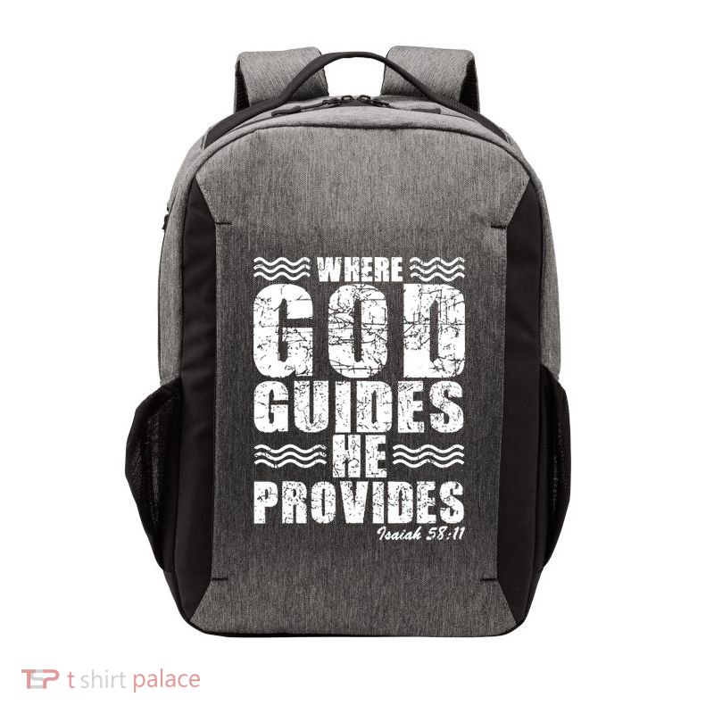 Where God Guides He Provides Funny Christian Gift Vector Backpack