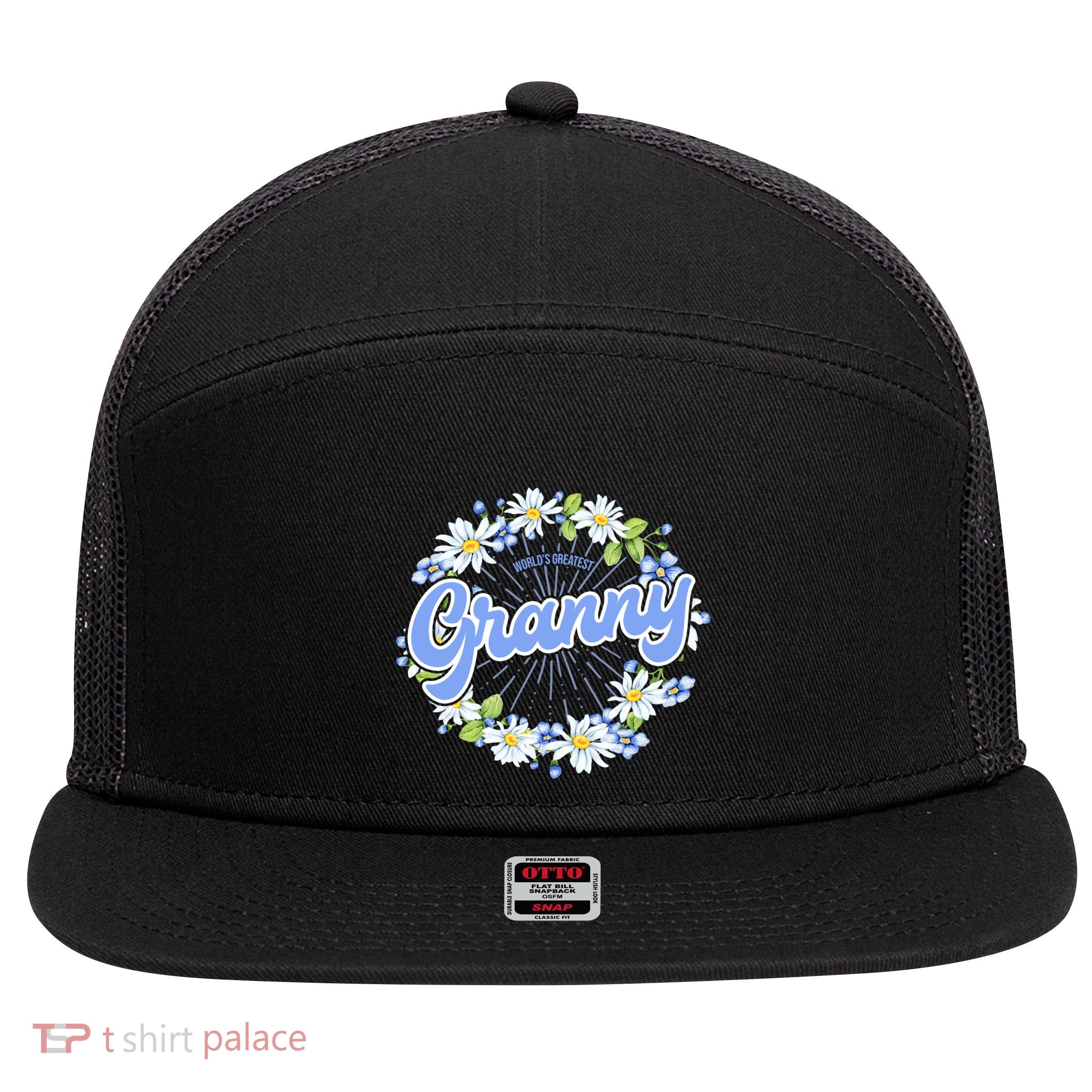 World's Greatest Granny Gift Grandma Cool Gift 7 Panel Mesh Trucker Snapback Hat