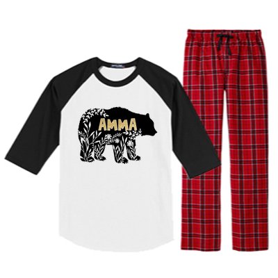 Wo Great Gift For Grandmother Great Gift Amma Bear Gift Raglan Sleeve Pajama Set