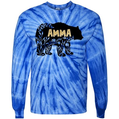 Wo Great Gift For Grandmother Great Gift Amma Bear Gift Tie-Dye Long Sleeve Shirt