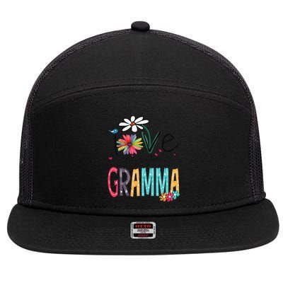 Womens Gramma Gift I Love Being Called Mother's Day 7 Panel Mesh Trucker Snapback Hat