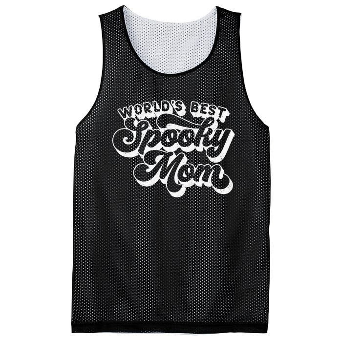 Women Goth Graphic Momster WorldS Best Spooky Mom Mesh Reversible Basketball Jersey Tank