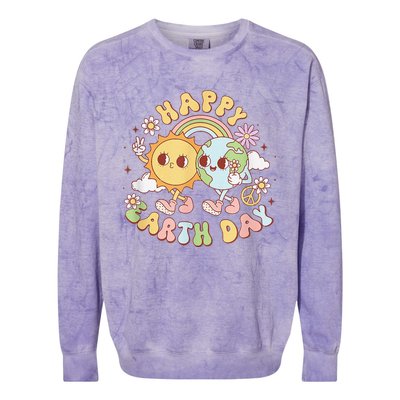 Wave Groovy Happy Earth Day 2024 Make Earth Day Every Day Colorblast Crewneck Sweatshirt