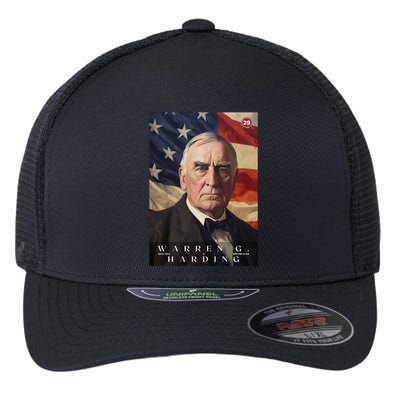 Warren G. Harding 29th President Of The United States Portrait Flexfit Unipanel Trucker Cap