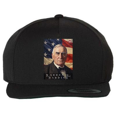 Warren G. Harding 29th President Of The United States Portrait Wool Snapback Cap
