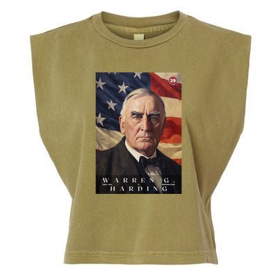Warren G. Harding 29th President Of The United States Portrait Garment-Dyed Women's Muscle Tee