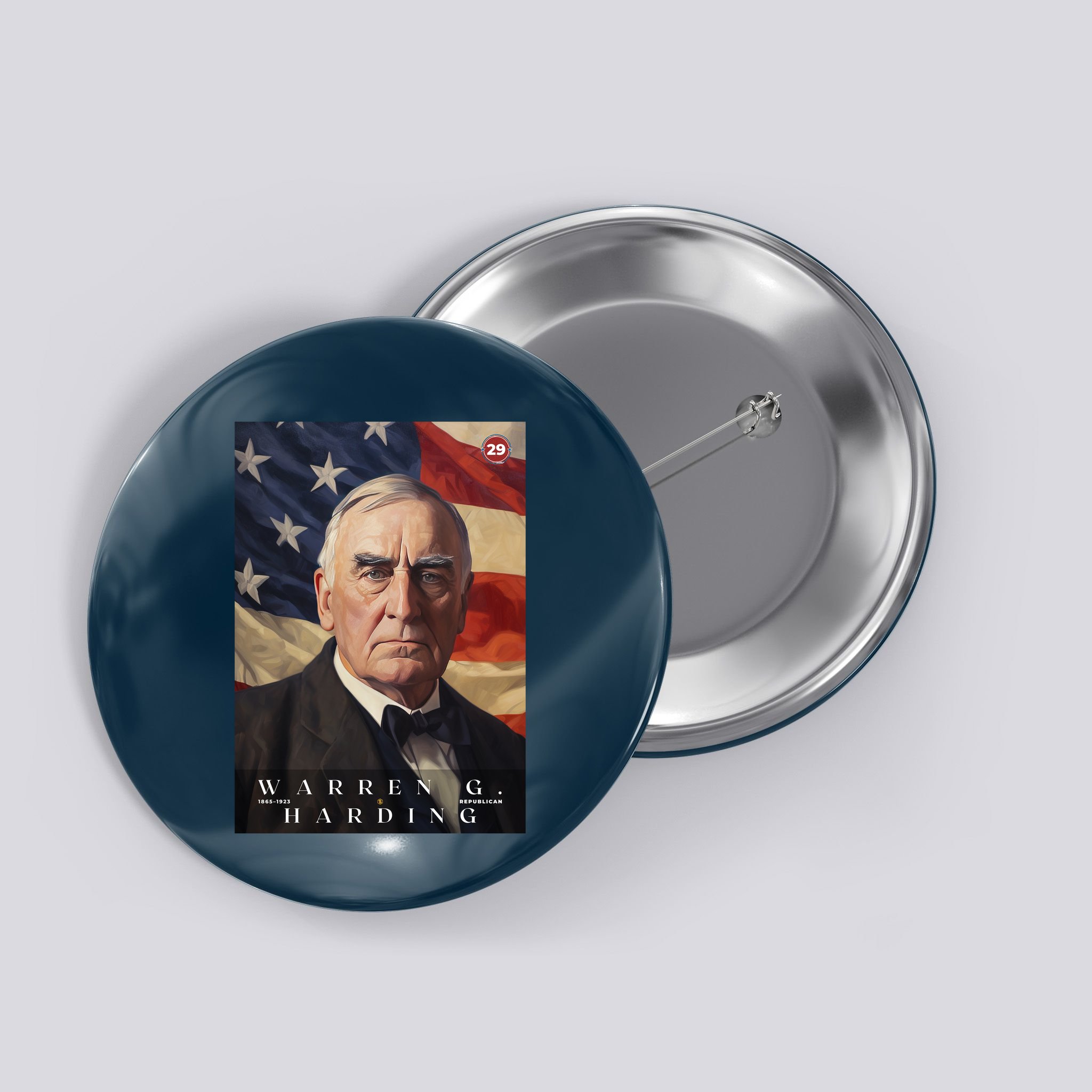 Warren G. Harding 29th President Of The United States Portrait Button