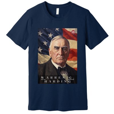 Warren G. Harding 29th President Of The United States Portrait Premium T-Shirt