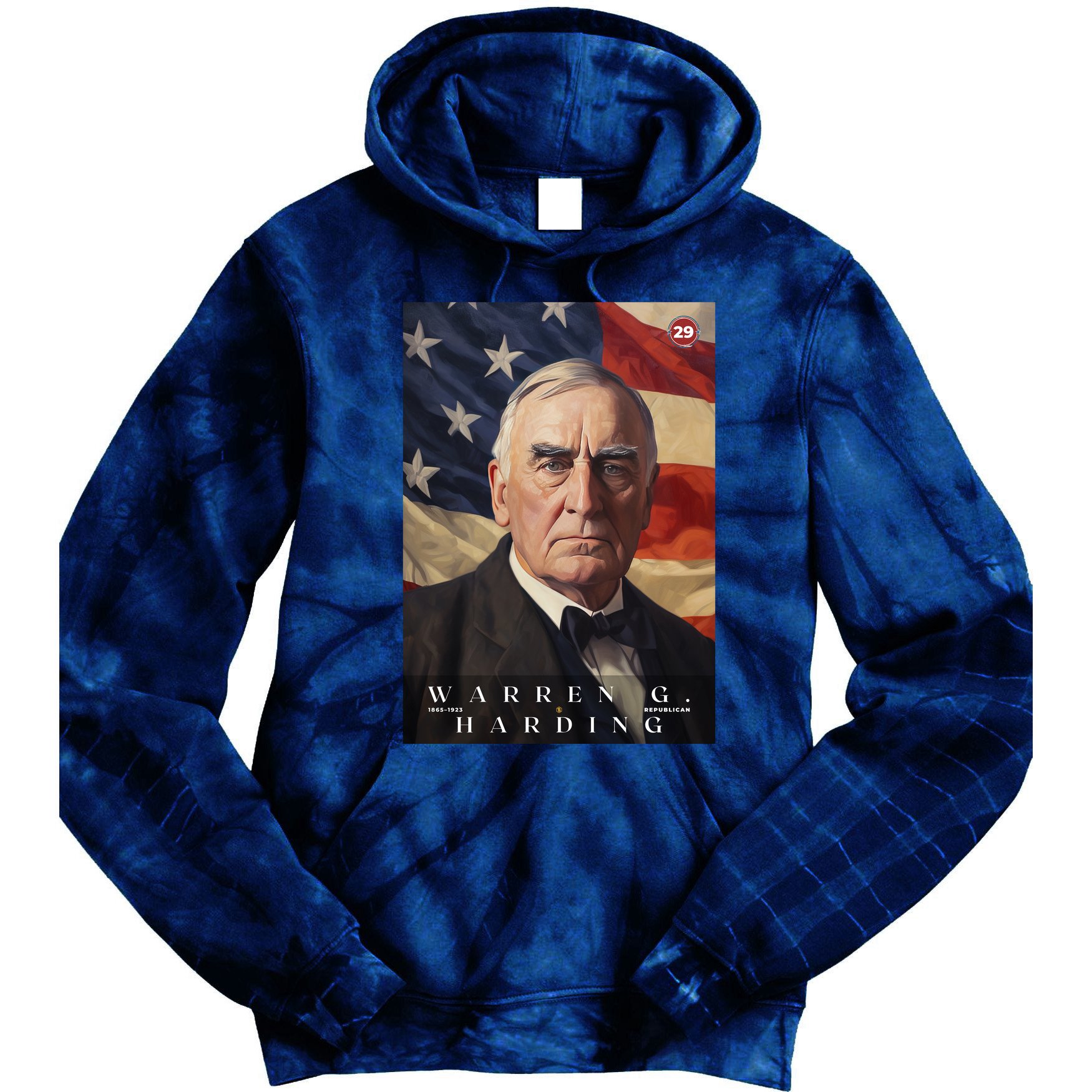 Warren G. Harding 29th President Of The United States Portrait Tie Dye Hoodie
