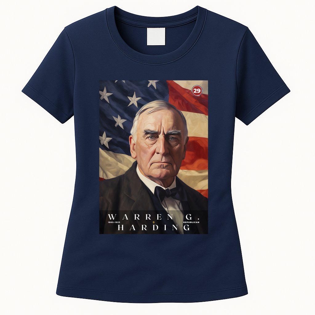 Warren G. Harding 29th President Of The United States Portrait Womens T-Shirt